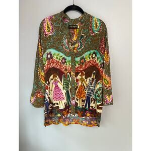 Jams World Jitterbug Women’s Top Size Small Button Front Tunic Art to Wear